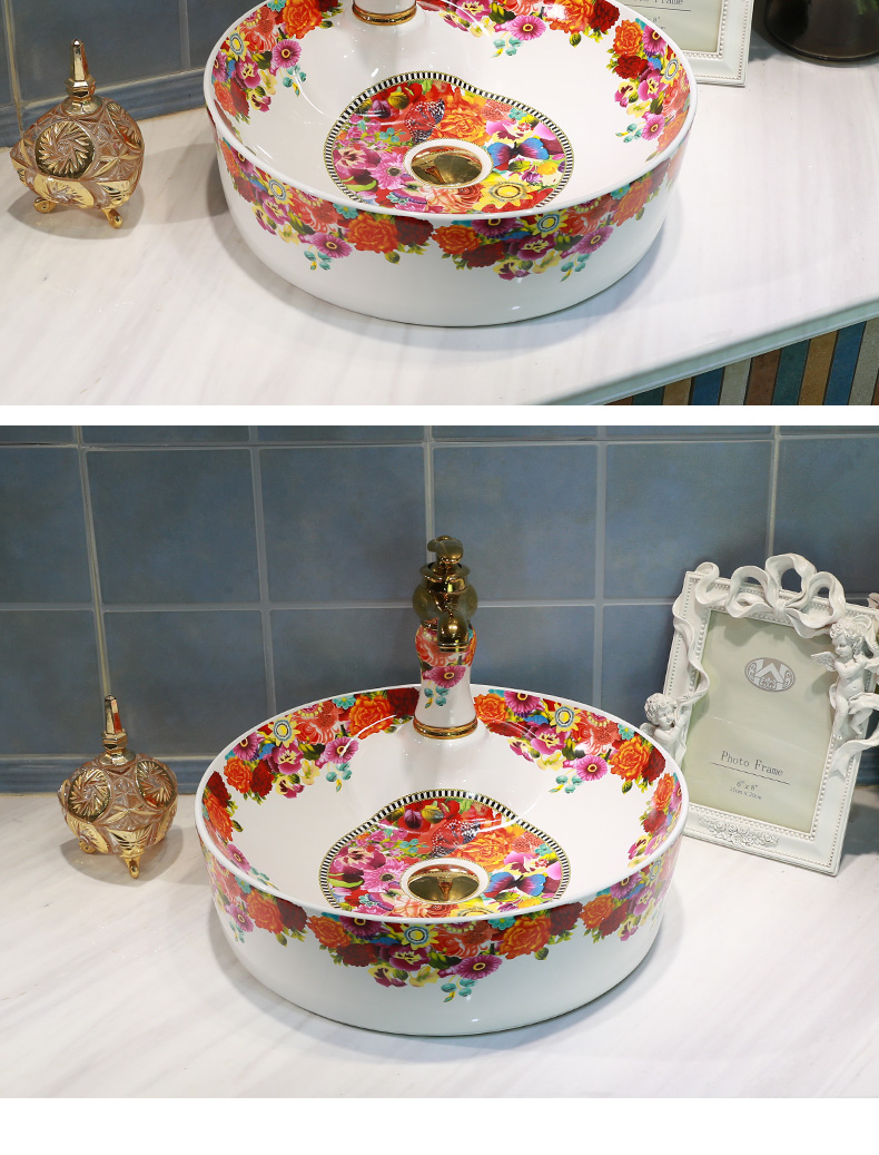 Gold cellnique jingdezhen lavabo stage basin ceramic bathroom sink basin bathroom sinks of the basin that wash a face