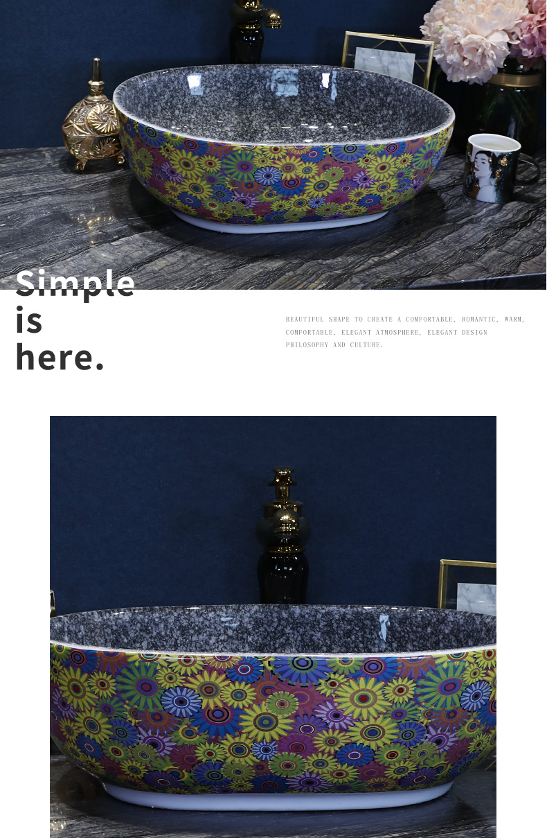 On the ceramic art basin sink basin of the ellipse toilet wash gargle lavatory sink contracted household