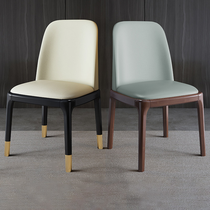Dining chair saddle leather dining chair Italian light luxury minimalist dining chair dining chair home hotel club custom solid wood dining chair