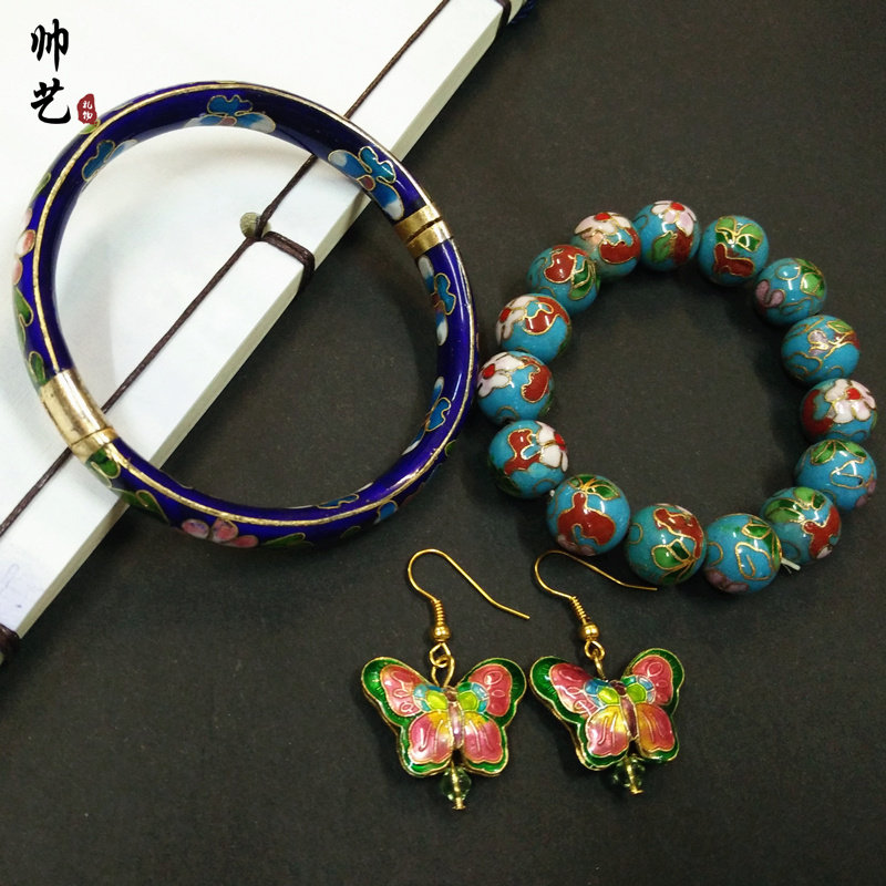 Cloisonne Bracelet Earrings Traditional Handicrafts Chinese Style Characteristic Gifts Abroad Ancient Style Jewelry for Foreigners
