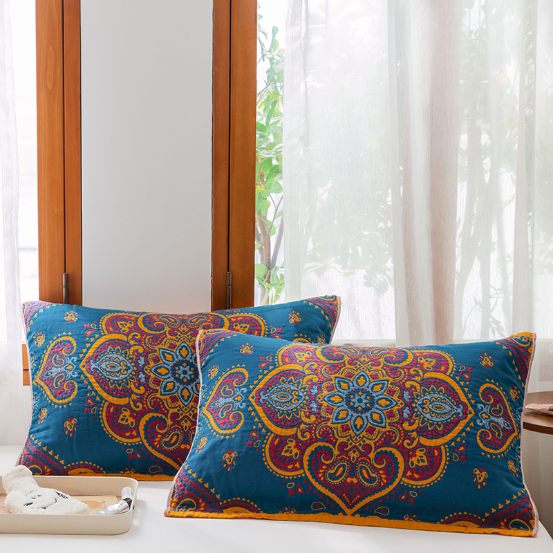 Class A pure cotton pillow towel yarn-dyed one pair full cotton gauze plus thickened pillow head towel four seasons adult couple cover towel