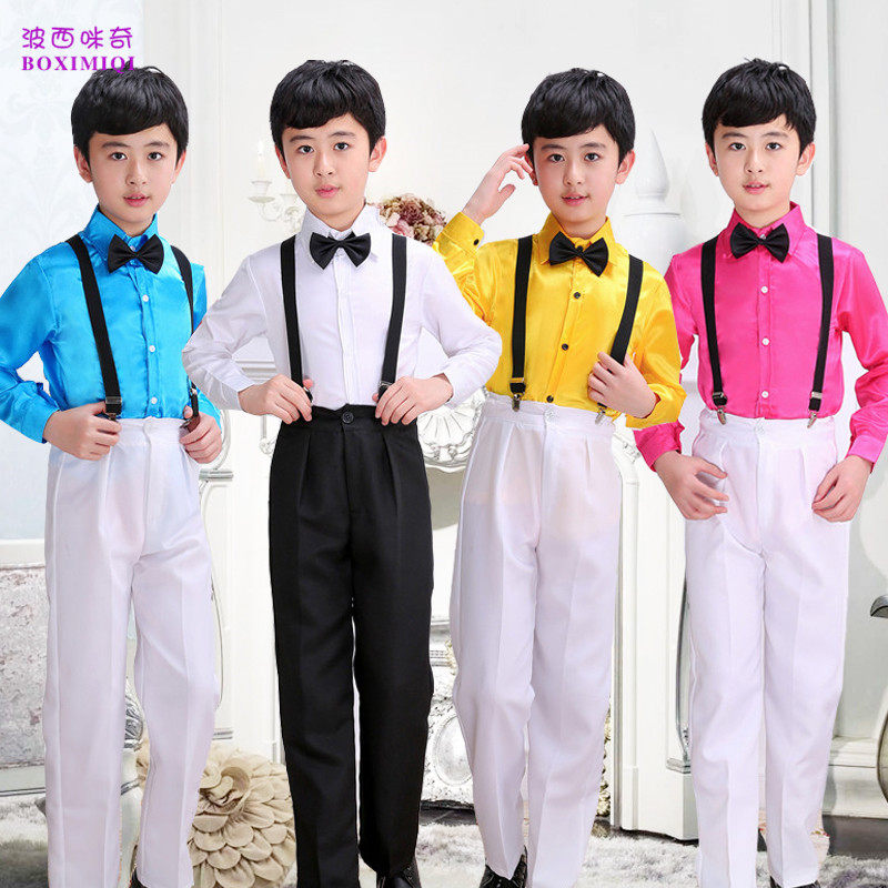 61 children cast to serve boy cuddling bag pants primary school boy host boy recite the dance and dance performance costumes