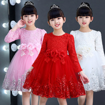 Childrens performance clothing girl red puffy dance skirt girl princess dress autumn primary school chorus performance costume