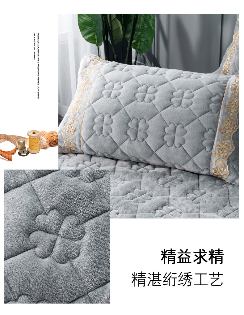 Phương pháp Levin cashmere dày bông giường váy mùa đông rắn một mảnh không trượt tấm set bông giường và bìa bông ren - Váy Petti drap giường có viền