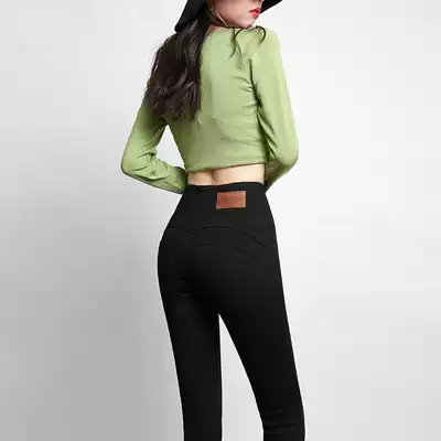 Black Jeans Women's ankle-length pants 2021 Autumn New High Waist Elastic Joker Skinny Slim Thin Pipe Pants