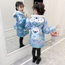 Girls cotton-padded jacket 2021 winter new foreign style padded wash-free bright down cotton-padded clothes children's winter cotton-padded jacket