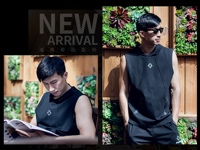 16-year new bóng rổ vest nam casual loose trùm đầu áo len không tay vest giải phóng mặt bằng áo tank top gym nữ