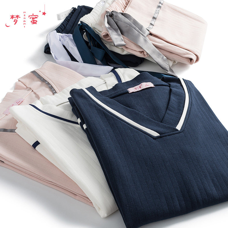 Dream Honey Spring Autumn Lunar Subsuit Postpartum Pure Cotton Breast-feeding Pregnant Woman Pyjamas Woman Maternal Expectant Mother to Breastfeed Domestic Costume