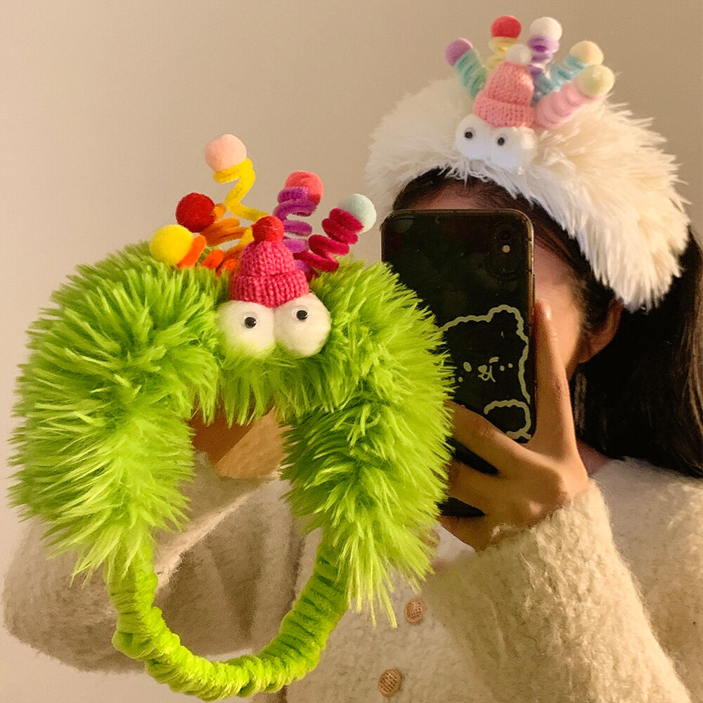 Screw up the plush Little Monster Wash face hair with female hair stirrup Funny Face Film Makeup Special Anti Slip Head Stirrup Twist Stick-Taobao