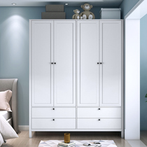 Modern Brief About Two Doors Wardrobe Flat Open Door Children Solid Wood Wardrobe Three-Four Doors Small Family Bedroom Storage Closet