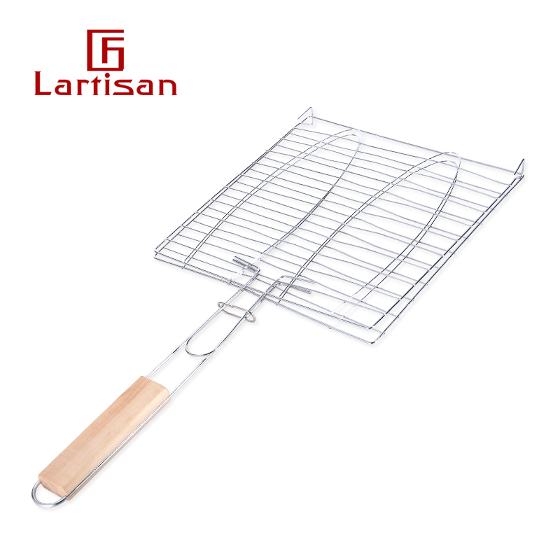 lartisan outdoor barbecue tools accessories with handle grilled fish clip grilled fish net grilled burger barbecue net