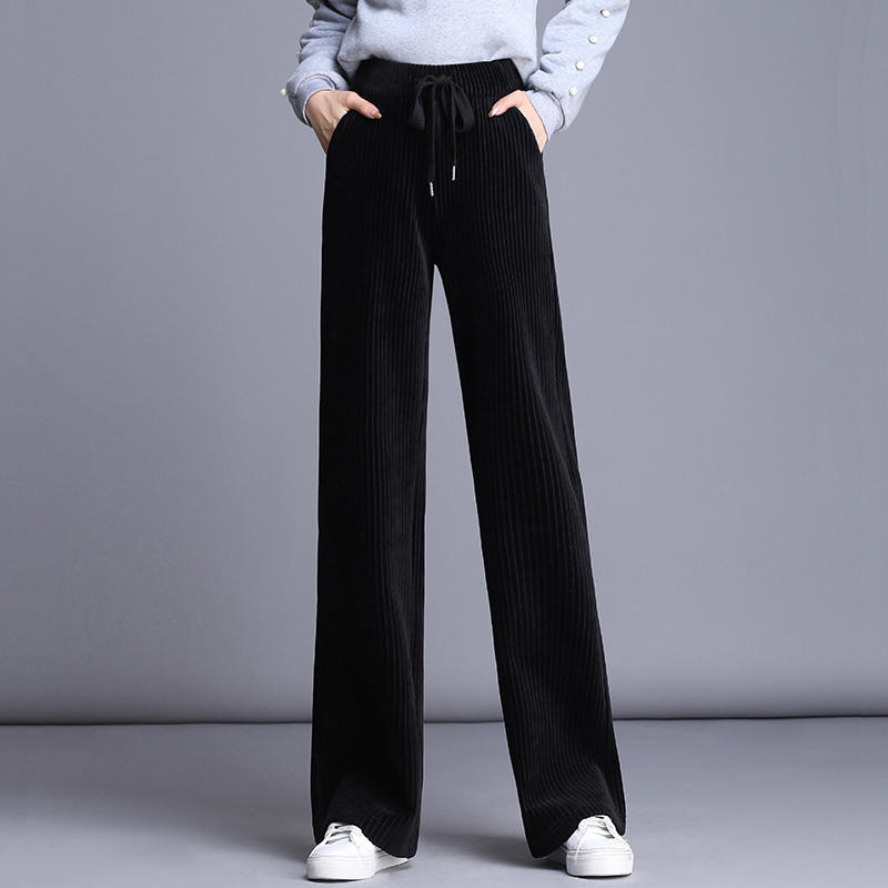 Light Core Suede Broadlegged Pants Woman Autumn Winter New 2021 Burst Girl Pants Large Size Straight Drum Pants Spring Autumn Casual suede pants