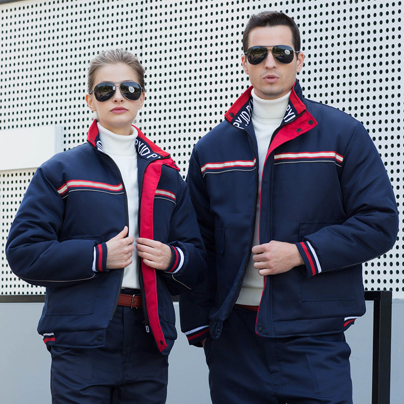 Work clothes suit men's thickened short cotton clothes autumn winter worksite abrasion-proof blouse warm and cold cotton padded jacket