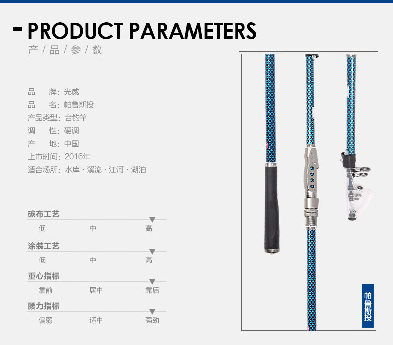 Море удочкой 光威海竿远投套装帕鲁斯投2.7/3.0/3.6米超硬调碳素远抛投钓鱼竿 GW