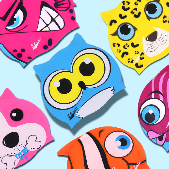 SEALS Children's Silicone Swim Hat Boy and Girl Waterproof Card Accessibility Head Lovely Fashion Long Hat Swimming Cap