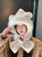 Fugui 2025 New Cute Plush Bear Hat for Women, Winter Scarf Integrated Thickened Warm Neck Warmer Two-Piece Set