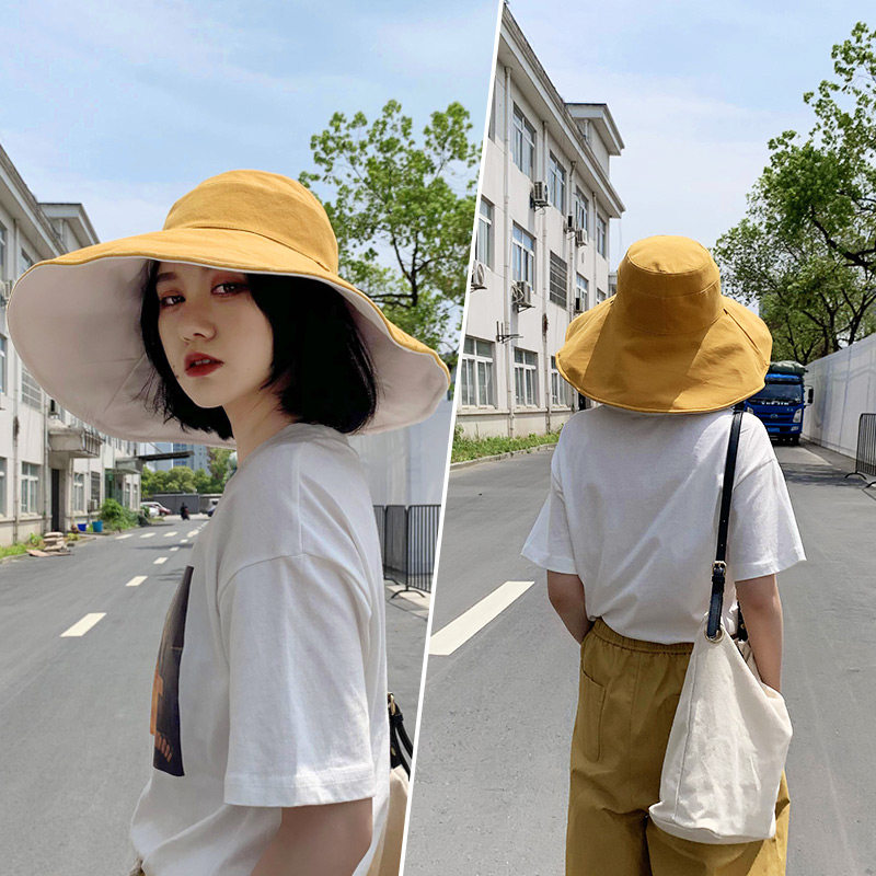 Fisherman hat Female Korean version of the wild tide hat big along the Japanese UV face sun protection sun hat Summer sun hat