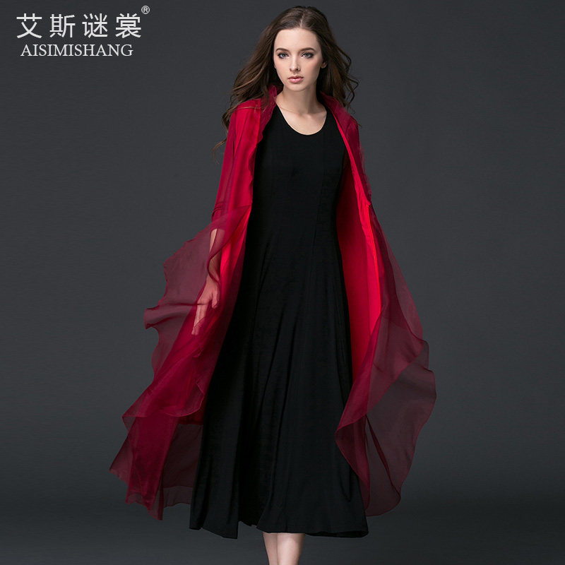 silk long cardigan coat