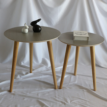 北欧实木小圆桌形小户型客厅沙发边几摆件轻奢洽谈咖啡厅奶茶饮品