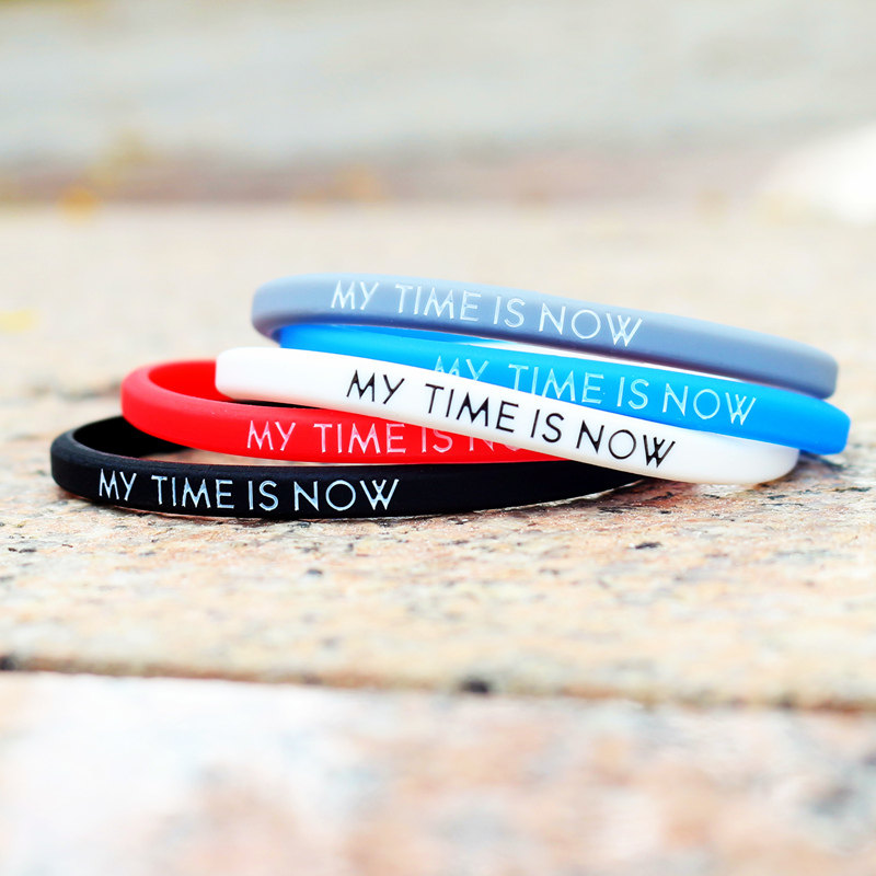 Male and female wristband Students Silicone Bracelet Sports Fitness Tides LITTLE FRESH MOTIF MY TIME IS NOW-Taobao