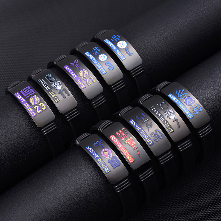 New Color Graphic Basketball Wristbands James Curry Irving Harden Kobe Adjustable Silicone Metal Wristbands for Fans New Color Graphic Basketball Wristbands James Curry Irving Harden Kobe Adjustable Silicone Metal Wristbands for Fans