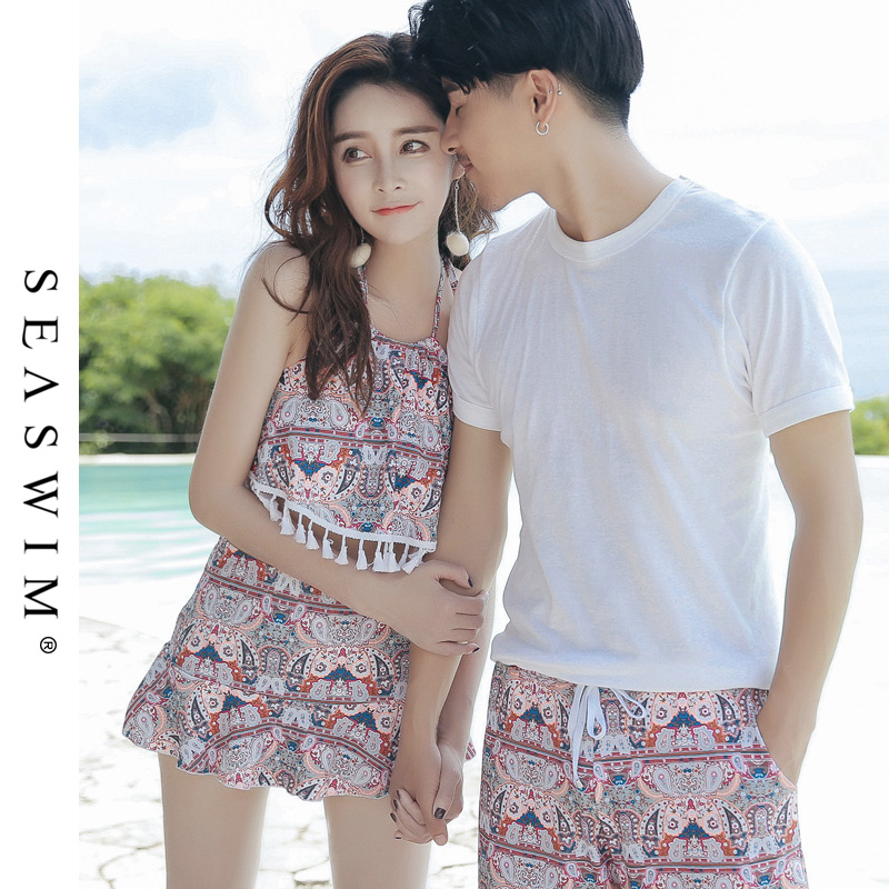 Couple swimsuit women's three-piece Korean hot spring Xiangfeng bikini sexy 2021 New Swimsuit Beach set