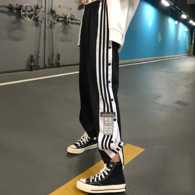 2022 Summer clothing for men and women Lovers Pants side opening button Straight Cylinder Slim Fit Pants Loose Casual Basketball Ice pants