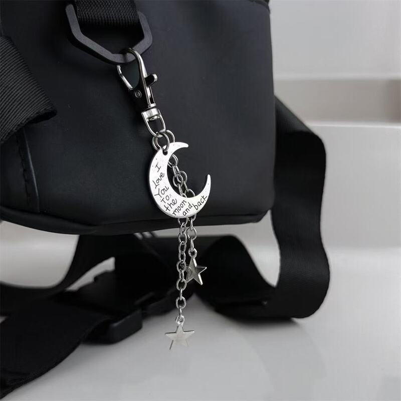 Minimalist Niche Creative Star Pendant Moon Keychain Four-Pointed Star Ins Keychain Trendy Bag Accessory for Girls