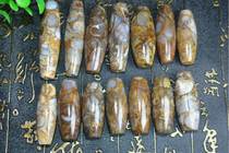 Factory original conch fossil dzi beads snail dzi beads nine-eyed stone shale Laozhen Tibetan two packs