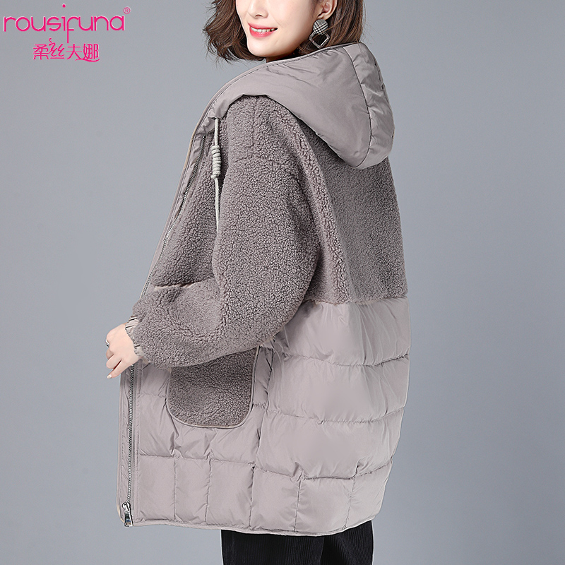 Cotton clothes lady Winter 2022 new casual loose thick cotton clothes with long version of lamb wool large size cotton padded jacket