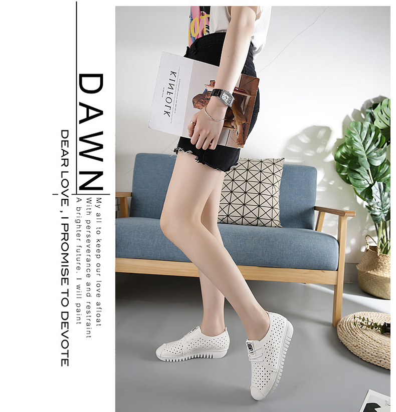 Mùa xuân và mùa hè ren đơn giày nữ đế bằng tròn tròn thấp giày đế thấp Giày đế mềm đế mềm, giày chống trượt - Giày cắt thấp giày đi học nữ cấp 2