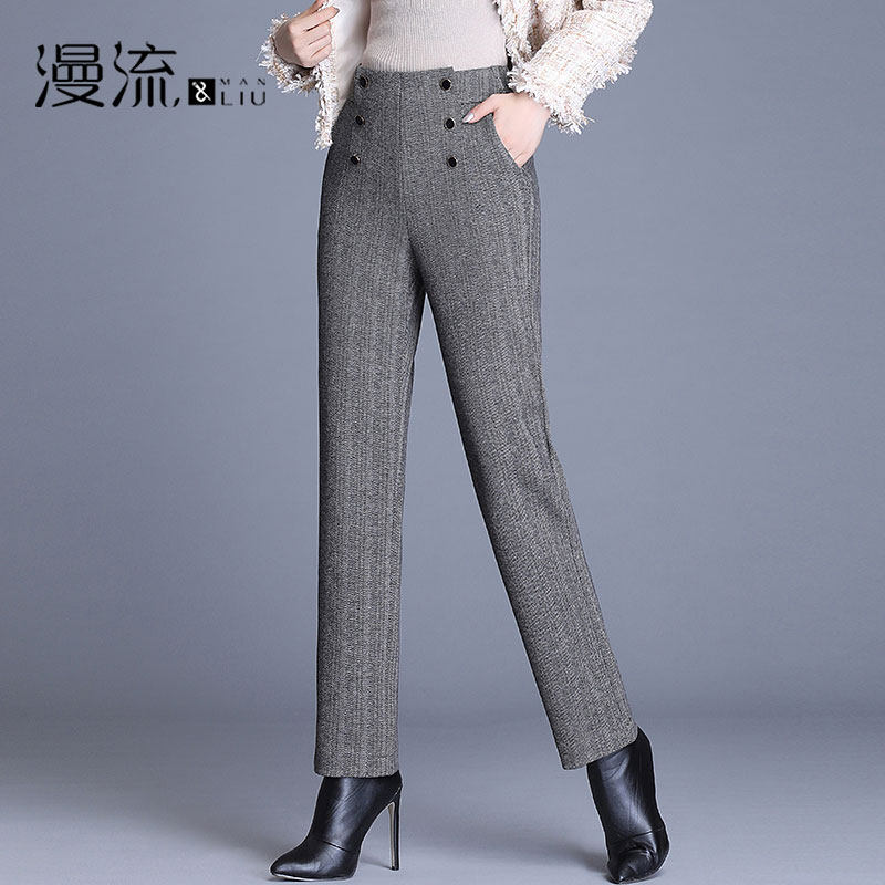 Gross Pants Children Autumn Winter Straight Drum Pants Slim 90% Pants 2021 New High Waist Thickening 100 Hitch, Mother Pants