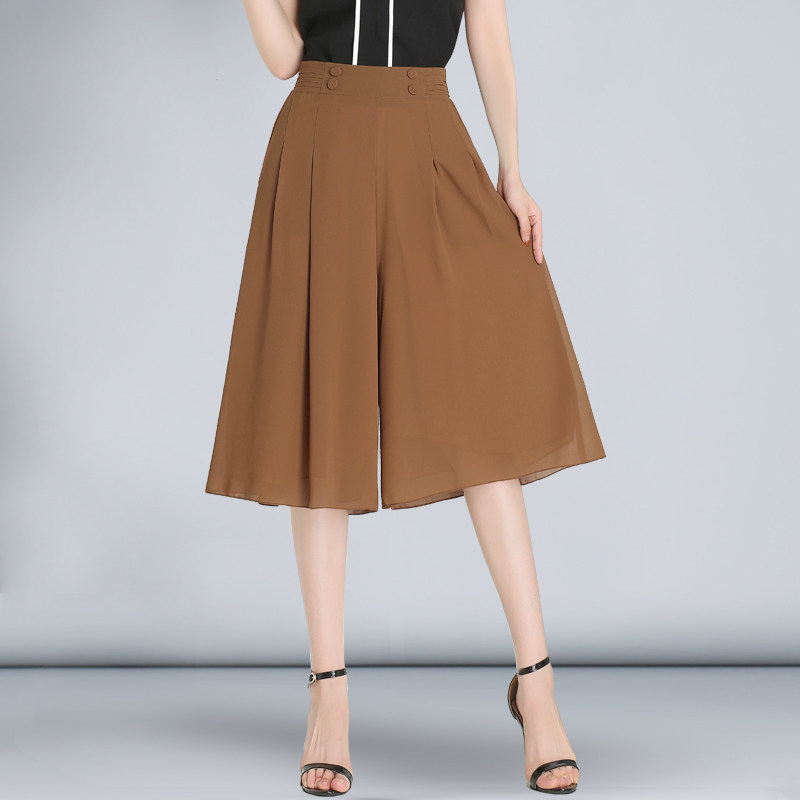 Chiffon skirt pants women Summer 2020 new light and fashion thin five-point pants loose wide leg pants high waist skirt size