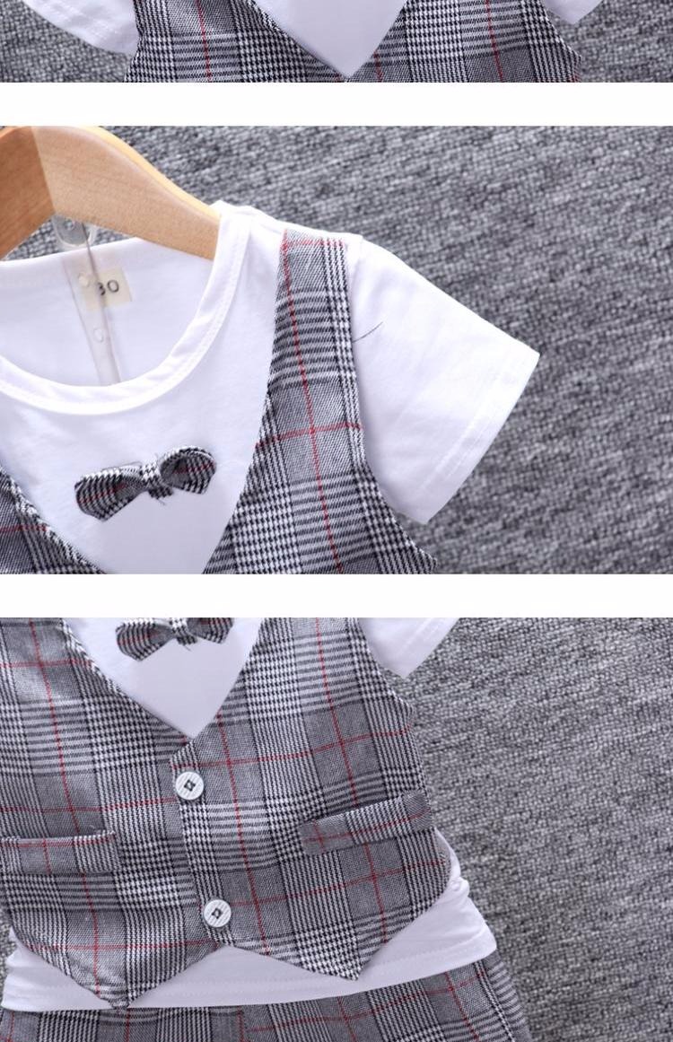 Bé trai tay ngắn mùa hè phù hợp với bé Anh vest hai bộ thủy triều 1-3 tuổi bé 4 tuổi bé nhỏ phù hợp mùa hè quần áo trẻ em