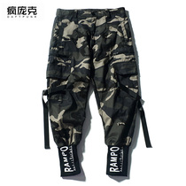 Unisex Multi Pocket Casual Casual Appearance High-heeled Trousers Hip Hop Youth Fashion Camouflage Striped Long Pants