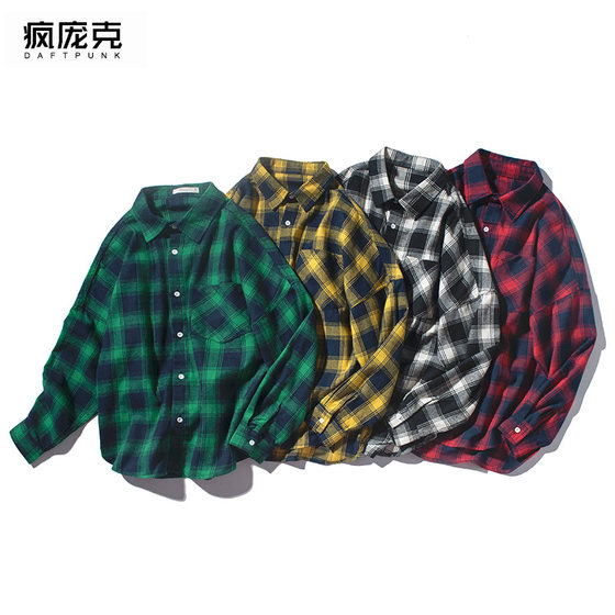 Spring and Autumn long -sleeved shirt black and white checkered commute, hairy classic walking show men and women couples the same shirt jacket
