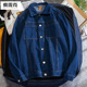 Thu mới Harajuku thương hiệu thời trang quần áo mất cậu bé bf gió thời trang bảo hộ lao denim jacket Hàn Quốc phiên bản của cặp đôi áo khoác.