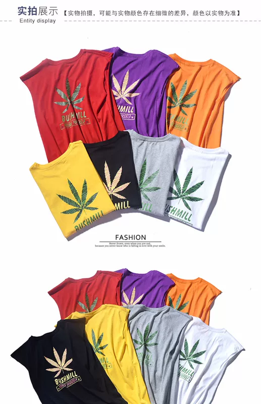 Áo mùa hè in hình áo thun không tay nam thương hiệu hip hop cotton thể dục vest phiên bản Hàn Quốc của áo vest trên vai - Áo vest cotton áo 3 lỗ tập gym