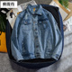 Thu mới Harajuku thương hiệu thời trang quần áo mất cậu bé bf gió thời trang bảo hộ lao denim jacket Hàn Quốc phiên bản của cặp đôi áo khoác.