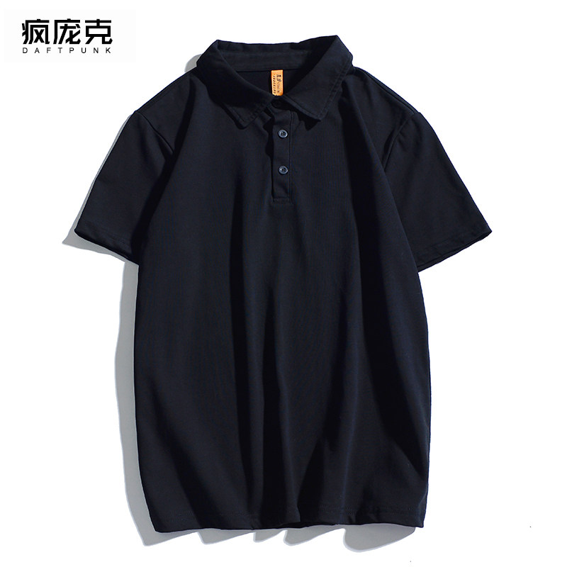 Pure cotton solid color simple pop brand POLO shirt men's short-sleeved summer new style port wind loose and wild lapel T-shirt Paul shirt