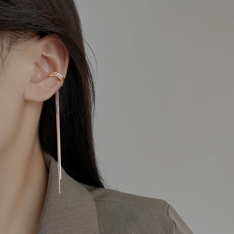 Advanced long-style ear chain original design Personality Ear Hanging Asymmetry Chain Ear Osteoclaves Without Earhole Women's Ear Accessories Tide 