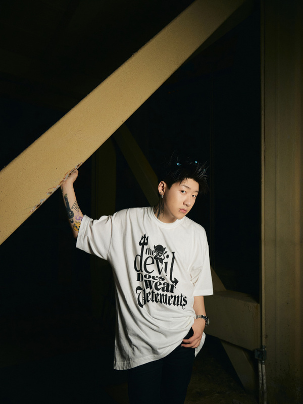 European and American Trendy Brand Rap Capper Music Festival Little Devil Slogan Printed Pure Cotton Loose Short-Sleeved T-Shirt for Men