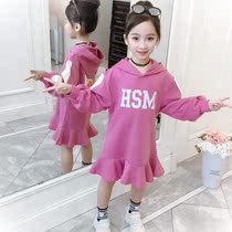 Girls sweatclothes spring and autumn clothes 2021 New style childrens spring Children girl princess skirt tide