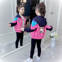 2021 Spring and Autumn Dress 6 Girls Coat Big Boy Little Girl Letter Hooded Leisure Fashionable Western Children 8 Years Tide