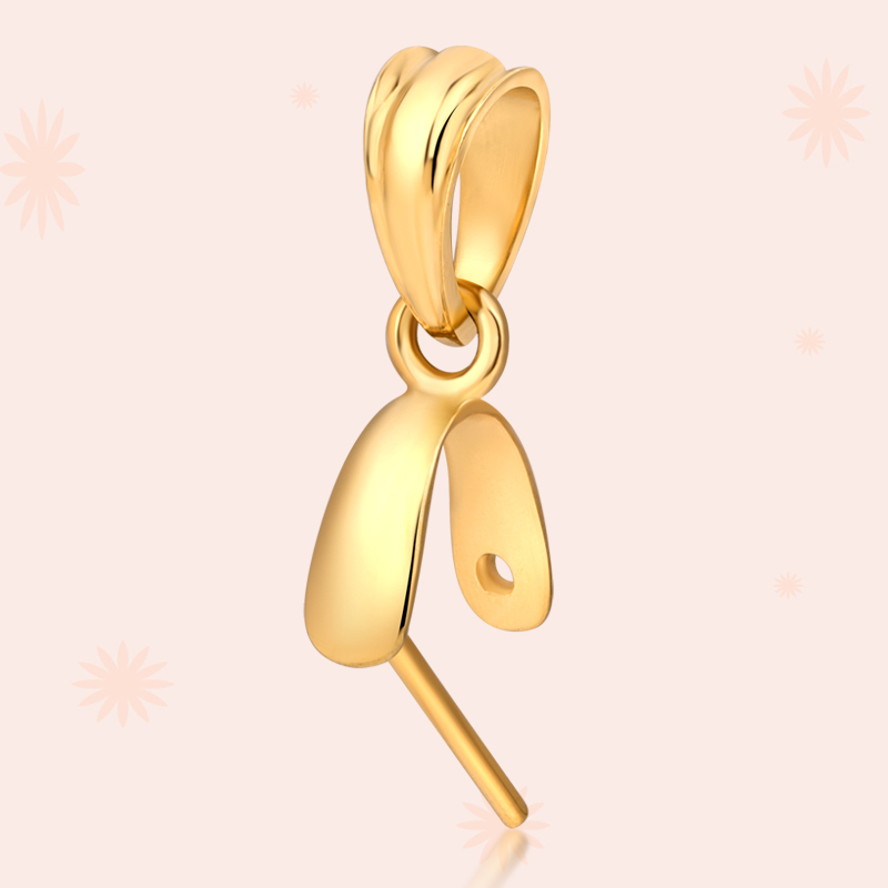 18K Gold Jade Clasp Buddha Guanyin Leaf Amber Jade DIY Clip-On Accessory Smooth Water Drop Empty Setting Pendant