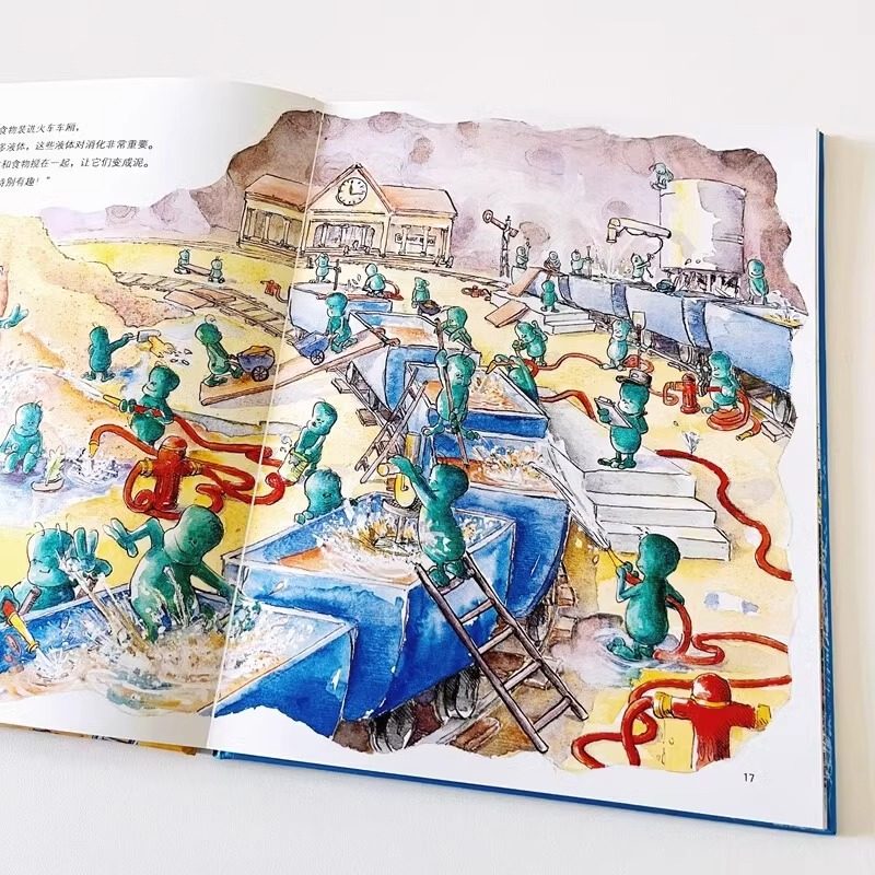 Hardcover Children's Picture Books, German Selected Science Picture Books, 4 Volumes: There's a Train Station in the Stomach, the Courier Station in the Brain + Fresh News from Tooth Street + Troubles in Skinland, Picture Books for Children Aged 3-6 to Cultivate Habits