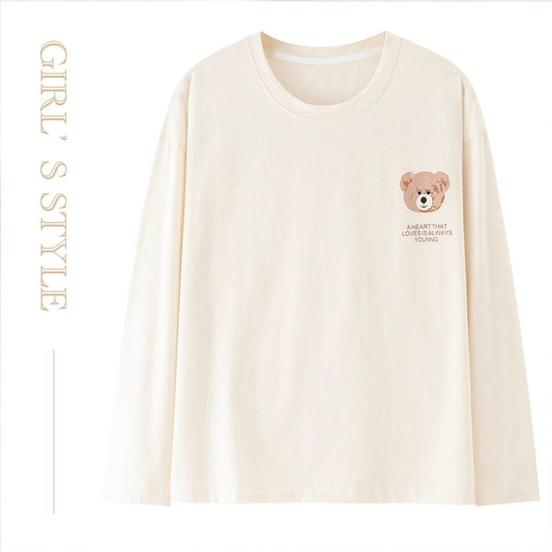 Pure Cotton Pajama Top Women's T-Shirt Spring and Autumn Round Neck Long Sleeve Loose Large Size Autumn and Winter Home Wear Single Piece Pajamas Pure Cotton Pajama Top Women's T-Shirt Spring and Autumn Round Neck Long Sleeve Loose Large Size Autumn and Winter Home Wear Single Piece Pajamas