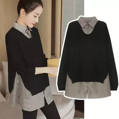 Fat mm net red two-piece suit sweater autumn and winter thin fashion large size women's clothing early and early autumn 2021 new trend