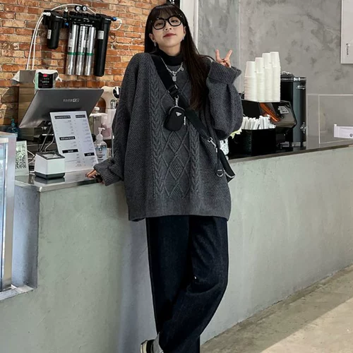 Демисезонный свитер, рождественская красная японская трикотажная ретро куртка, 2021 года