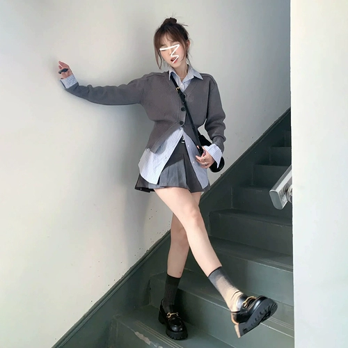 Демисезонный комплект для отдыха, юбка, коллекция 2023, популярно в интернете, осенний